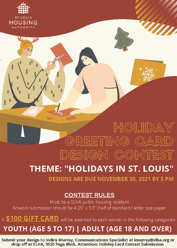 SLHA 2021 holiday greeting card design contest flyer.